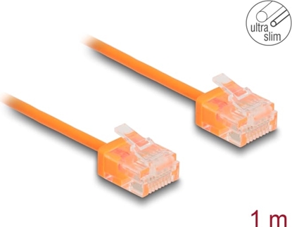 Picture of Delock RJ45 Network Cable Cat.6 UTP Ultra Slim 1 m orange with short plugs