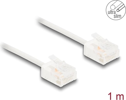 Picture of Delock RJ45 Network Cable Cat.6 UTP Ultra Slim 1 m white with short plugs