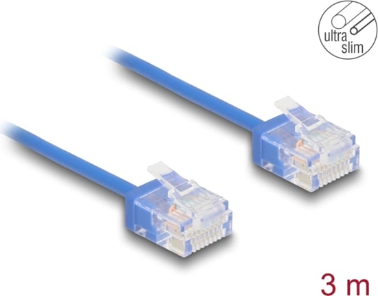Picture of Delock RJ45 Network Cable Cat.6 UTP Ultra Slim 3 m blue with short plugs