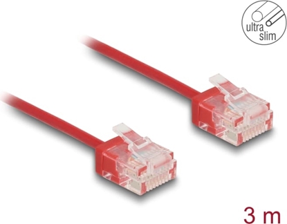 Picture of Delock RJ45 Network Cable Cat.6 UTP Ultra Slim 3 m red with short plugs