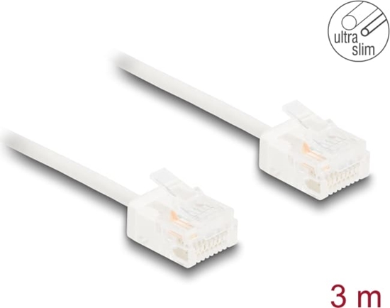 Picture of Delock RJ45 Network Cable Cat.6 UTP Ultra Slim 3 m white with short plugs