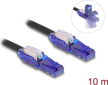 Picture of Delock RJ45 Network Cable Cat.6 UTP with 180° angled plugs black 10 m
