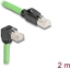 Attēls no Delock RJ45 Network Cable Cat.6A plug to plug downwards angled SF/UTP suitable for drag chains PUR (TPU) 2 m green