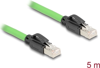 Picture of Delock RJ45 Network Cable Cat.6A plug to plug SF/UTP suitable for drag chains PUR (TPU) 5 m green