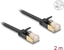 Attēls no Delock RJ45 Network Cable Cat.6A plug to plug with robust latch and Cat.7 raw flat cable U/FTP 2 m black