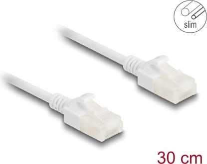 Picture of Delock RJ45 Network Cable Cat.6A plug to plug with robust latch for industrial use U/UTP Slim 0.3 m white