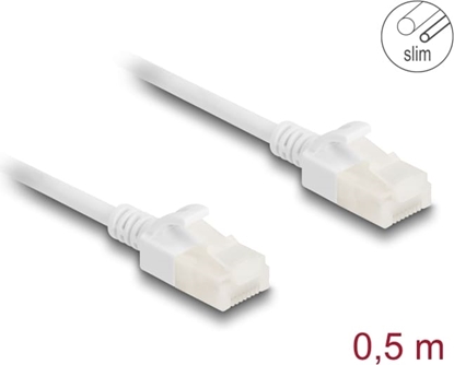 Picture of Delock RJ45 Network Cable Cat.6A plug to plug with robust latch for industrial use U/UTP Slim 0.5 m white