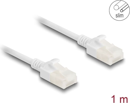 Picture of Delock RJ45 Network Cable Cat.6A plug to plug with robust latch for industrial use U/UTP Slim 1 m white