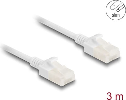 Picture of Delock RJ45 Network Cable Cat.6A plug to plug with robust latch for industrial use U/UTP Slim 3 m white