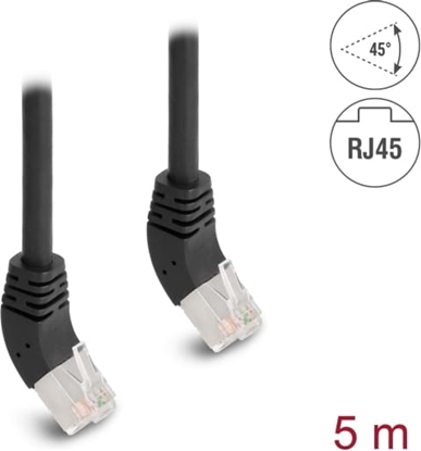 Picture of Delock RJ45 Network Cable Cat.6A S/FTP 45° upwards angled 5 m black