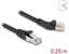 Picture of Delock RJ45 Network Cable Cat.6A S/FTP plug 45° left angled to plug straight 0.25 m black