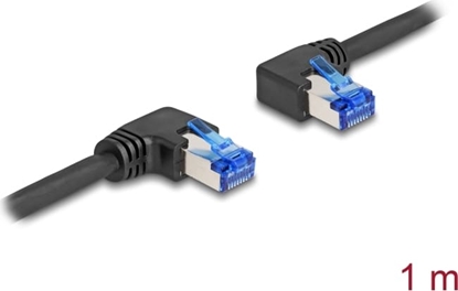 Picture of Delock RJ45 Network Cable Cat.6A S/FTP right / left angled 1 m black