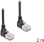 Picture of Delock RJ45 Network Cable Cat.6A S/FTP Slim 90° downwards / downwards angled 2 m black