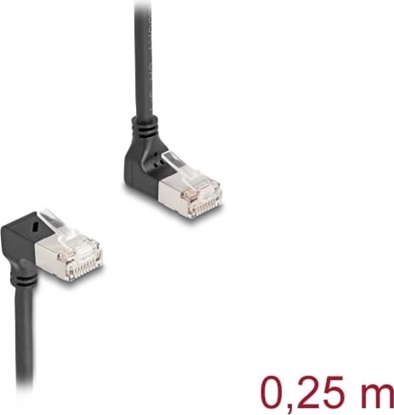 Picture of Delock RJ45 Network Cable Cat.6A S/FTP Slim 90° upwards / downwards angled 0.25 m black