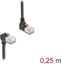 Picture of Delock RJ45 Network Cable Cat.6A S/FTP Slim 90° upwards / downwards angled 0.25 m black