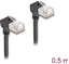 Picture of Delock RJ45 Network Cable Cat.6A S/FTP Slim 90° upwards / upwards angled 0.5 m black