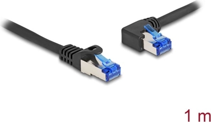 Picture of Delock RJ45 Network Cable Cat.6A S/FTP straight / left angled 1 m black