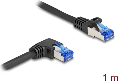 Picture of Delock RJ45 Network Cable Cat.6A S/FTP straight / right angled 1 m black