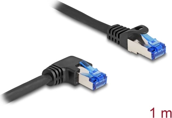 Picture of Delock RJ45 Network Cable Cat.6A S/FTP straight / right angled 1 m black