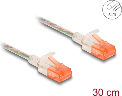 Picture of Delock RJ45 Network Cable Cat.6A U/UTP Slim 0.3 m transparent