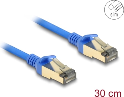 Picture of Delock RJ45 Network Cable Cat.8.1 F/FTP Slim 0.3 m blue