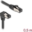Picture of Delock RJ45 Network Cable Cat.8.1 S/FTP 90° downwards angled / straight 0.5 m black
