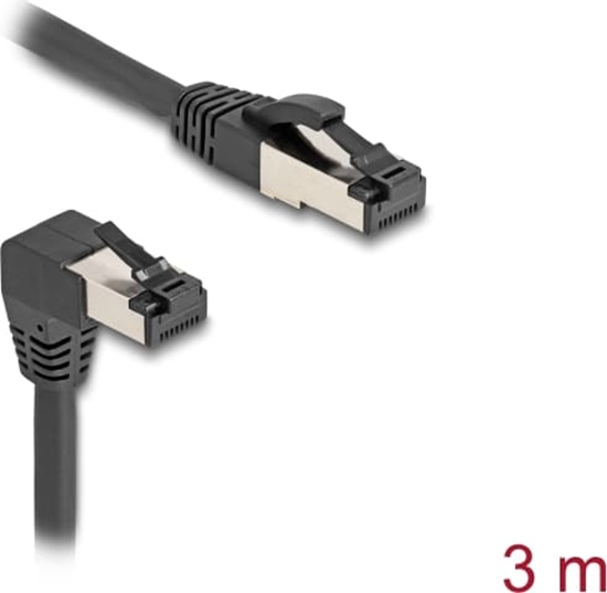 Picture of Delock RJ45 Network Cable Cat.8.1 S/FTP 90° downwards angled / straight 3 m black
