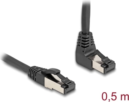 Picture of Delock RJ45 Network Cable Cat.8.1 S/FTP 90° upwards angled / straight 0.5 m black
