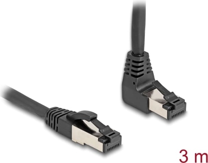 Picture of Delock RJ45 Network Cable Cat.8.1 S/FTP 90° upwards angled / straight 3 m black