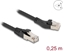 Picture of Delock RJ45 Network Cable Cat.8.1 S/FTP plug 45° left angled to plug straight up to 40 Gbps 0.25 m black