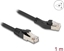 Picture of Delock RJ45 Network Cable Cat.8.1 S/FTP plug 45° left angled to plug straight up to 40 Gbps 1 m black