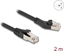Picture of Delock RJ45 Network Cable Cat.8.1 S/FTP plug 45° left angled to plug straight up to 40 Gbps 2 m black