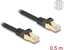 Изображение Delock RJ45 Network Cable with braided jacket Cat.6A S/FTP plug to plug 0.5 m black