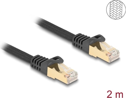 Picture of Delock RJ45 Network Cable with braided jacket Cat.6A S/FTP plug to plug 2 m black