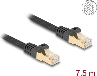 Picture of Delock RJ45 Network Cable with braided jacket Cat.6A S/FTP plug to plug 7.5 m black