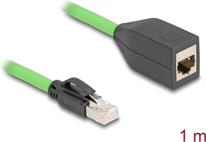 Picture of Delock RJ45 Network Extension Cable Cat.6A plug to jack SF/UTP suitable for drag chains PUR (TPU) 1 m green