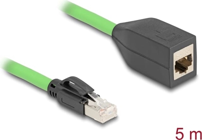 Picture of Delock RJ45 Network Extension Cable Cat.6A plug to jack SF/UTP suitable for drag chains PUR (TPU) 5 m green