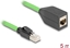 Attēls no Delock RJ45 Network Extension Cable Cat.6A plug to jack SF/UTP suitable for drag chains PUR (TPU) 5 m green