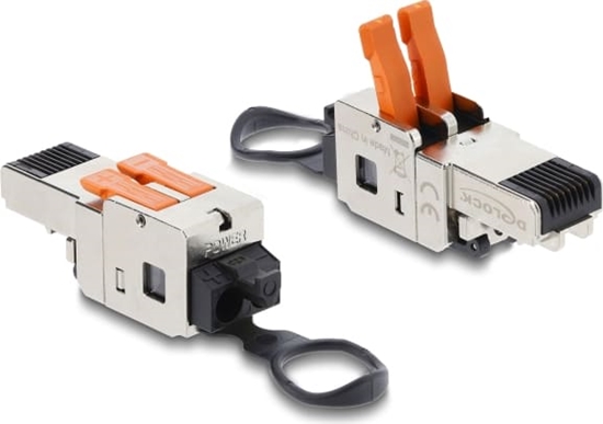Picture of Delock RJ45 plug with clamp lock 2 pin +/- tool-free - composite power connector