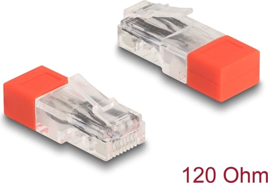 Picture of Delock RJ45 plug with terminating resistor 120 Ohm red