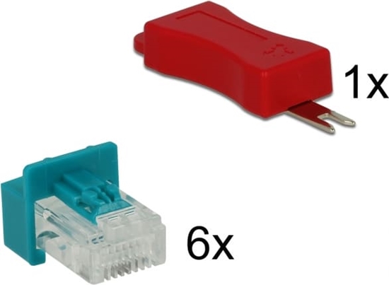 Picture of Delock RJ45 Secure Clip with plug set 6 pieces