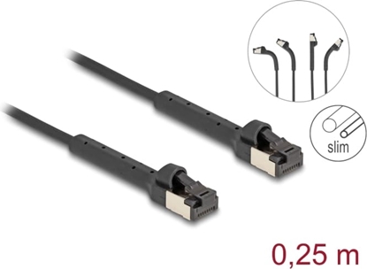 Attēls no Delock RJ45 Slim Network Cable Cat.6A U/FTP angled black 0.25 m