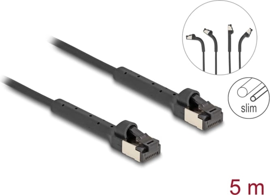 Picture of Delock RJ45 Slim Network Cable Cat.6A U/FTP angled black 5 m