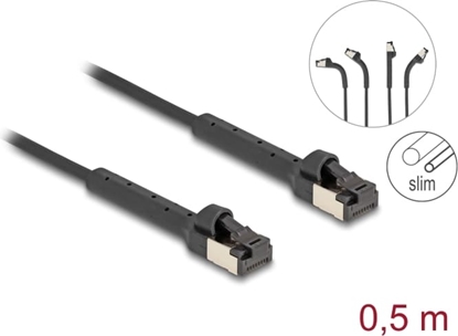 Attēls no Delock RJ45 Slim Network Cable Cat.8.1 U/FTP angled up to 40 Gbps black 0.5 m