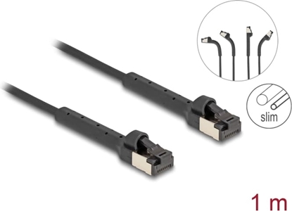 Attēls no Delock RJ45 Slim Network Cable Cat.8.1 U/FTP angled up to 40 Gbps black 1 m