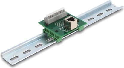 Picture of Delock RJ50 female to Terminal Block with push-button for DIN rail angled