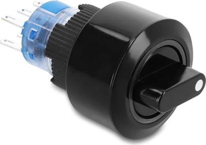 Picture of Delock Rotary switch (on-off-on) latching 2 x changeover 6 x solder connection IP65 22 mm black