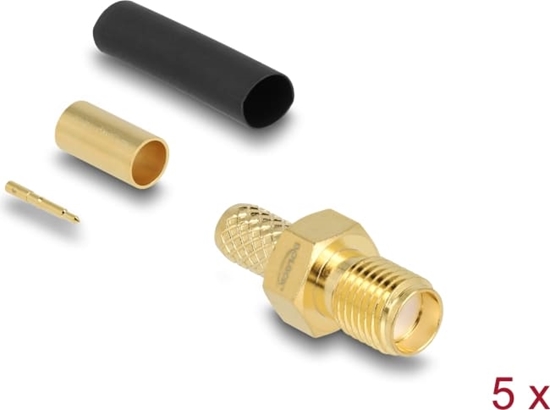 Picture of Delock RP-SMA jack for crimping LMR200 with matching shrink tube