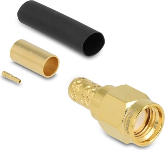 Picture of Delock RP-SMA plug for crimping LMR200 with matching shrink tube