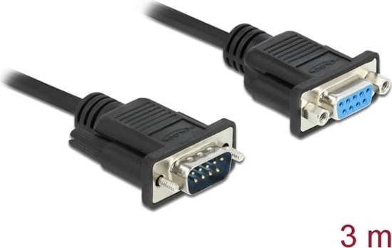 Picture of Delock RS-232 Cable Serial D-Sub9 male to female null modem with narrow plug housing 3 m